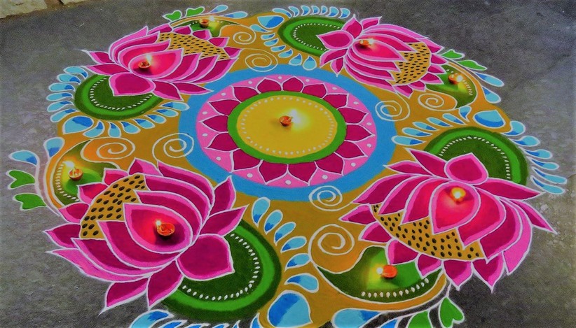 Flower Kolam Design- an essence of every decoration