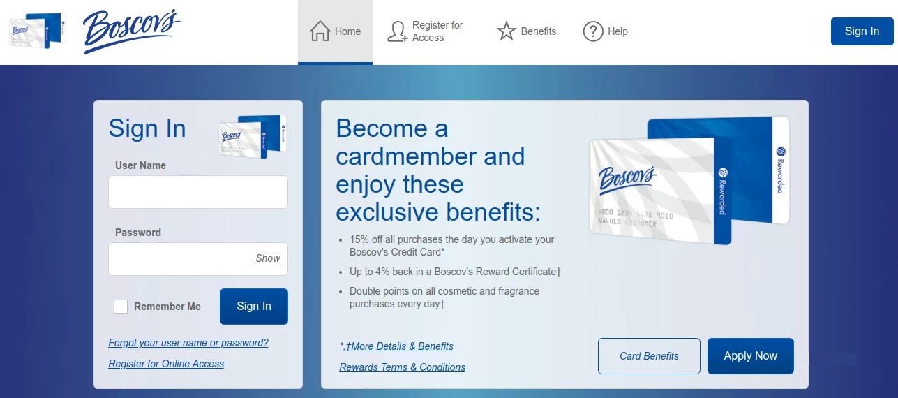 Boscov’s credit login and their credentials to follow